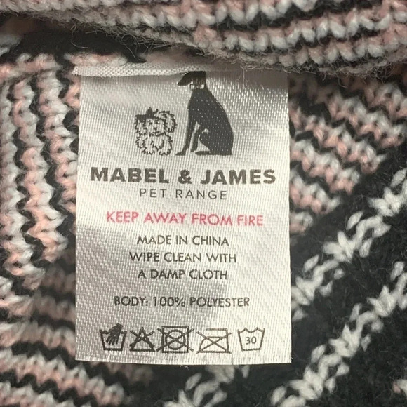 Mabel & James Plaid Dog Sweater Pink, Black Size Large - Picture 7 of 9